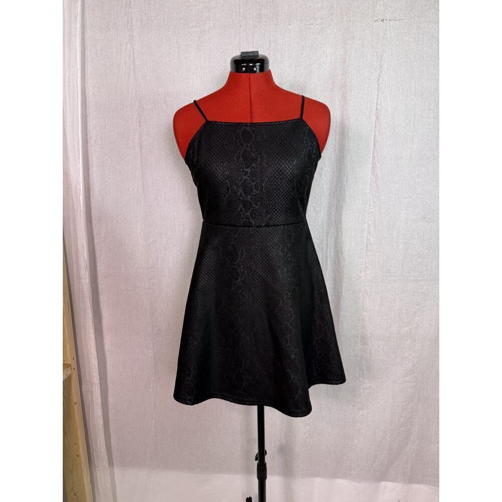 American Threads Black Dress Women's Size Large Mini Fit And Flare Cocktail E097